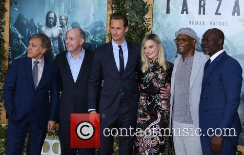 Christoph Waltz, Alexander Skarsgard, Margot Robbie, Samuel L. Jackson and Djimon Hounsou
